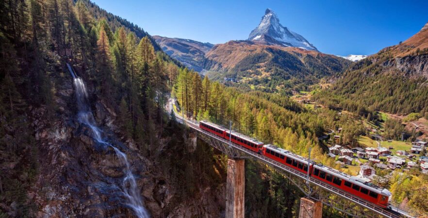 train running to Zermatt, a must-visit place during a private tour to Switzerland