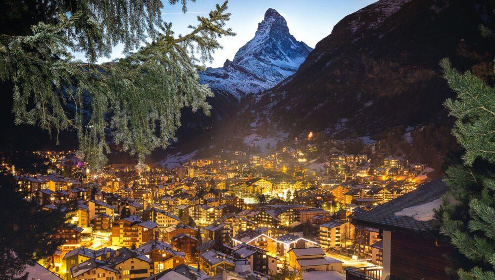 Stunning mountain town in Switzerland