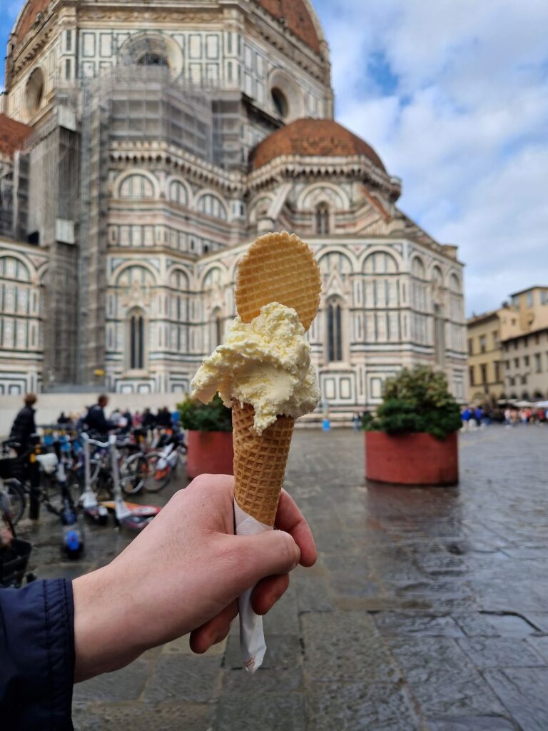 Gelato in front of Florence Cathedral