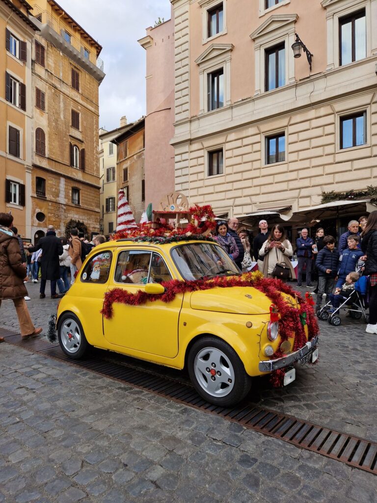Vintage Fiat 500 on a street in Rome